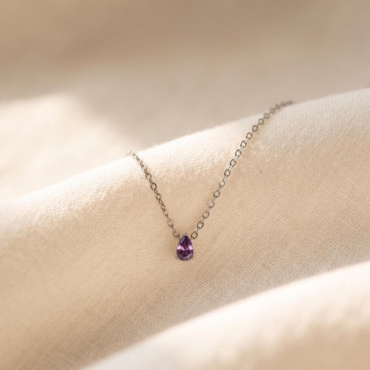 Amethyst Teardrop Floating Necklace