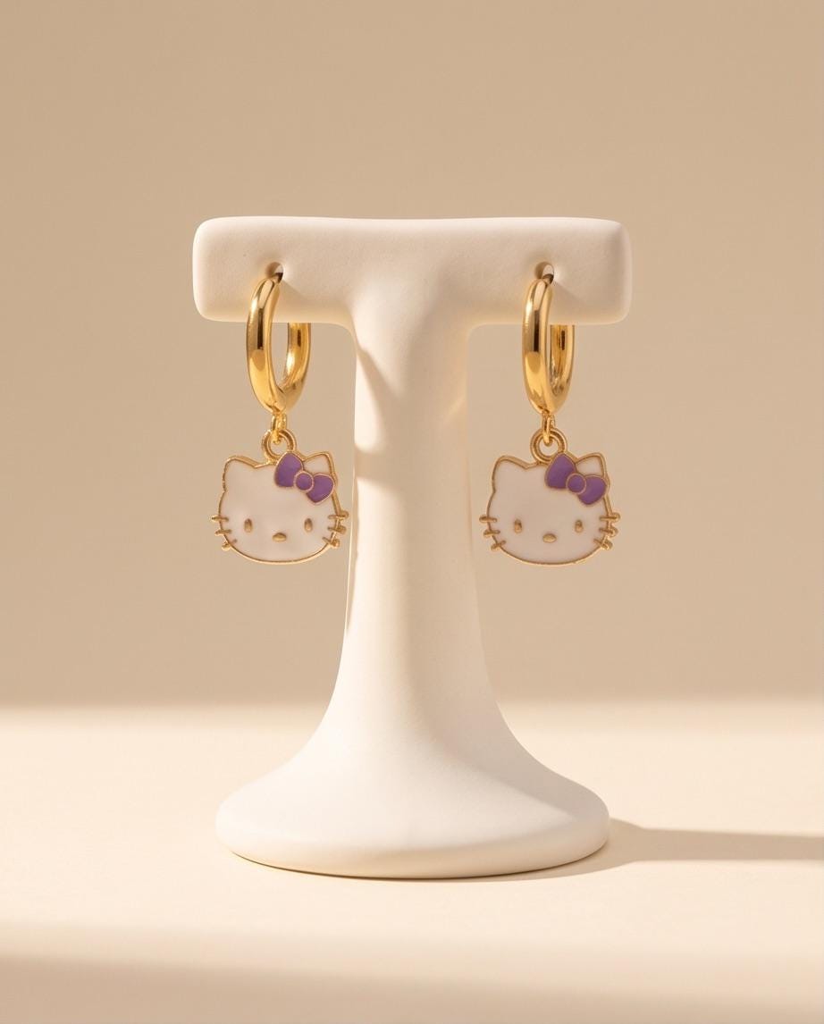 Hello Kitty Gold Huggie Earrings