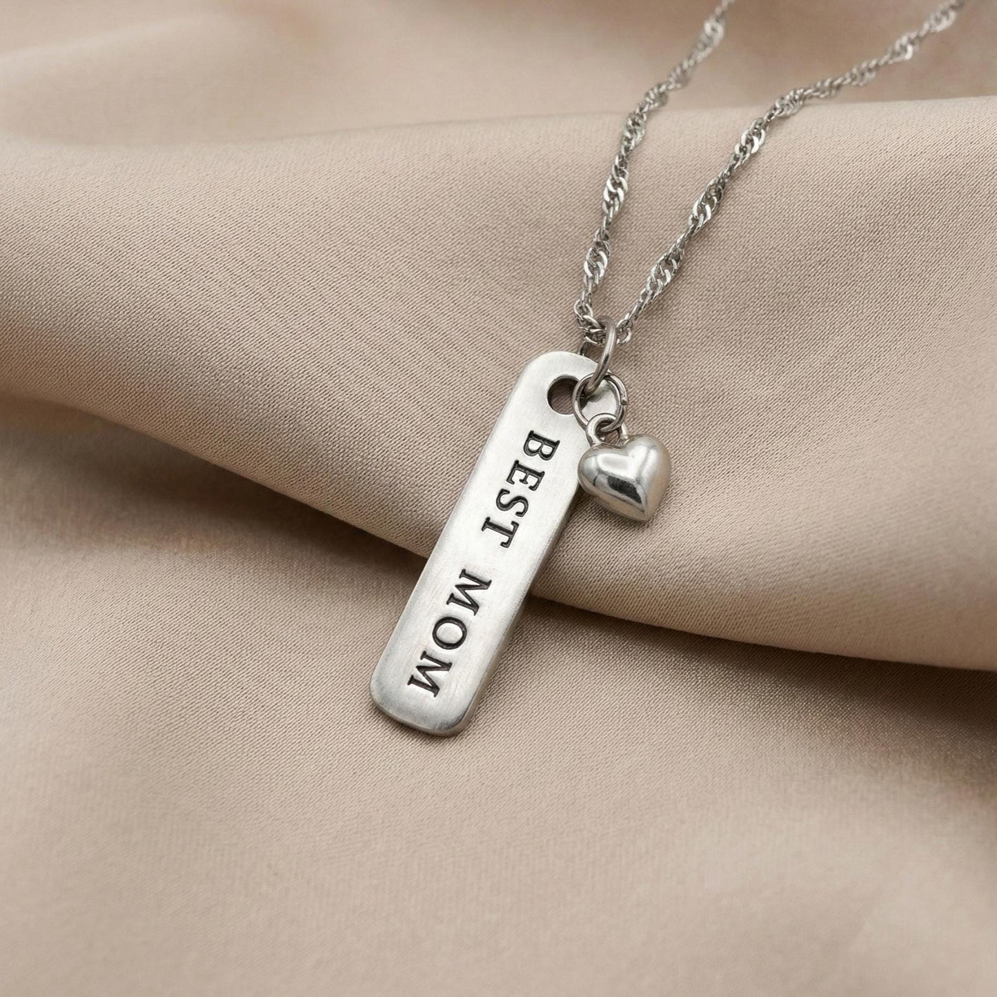 Engraved Mom Heart Necklace