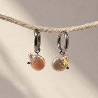 Baroque Pearl Floating Hoop Earrings