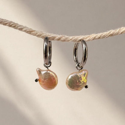 Baroque Pearl Floating Hoop Earrings