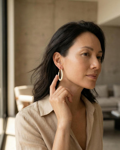White Teardrop Hoop Earrings