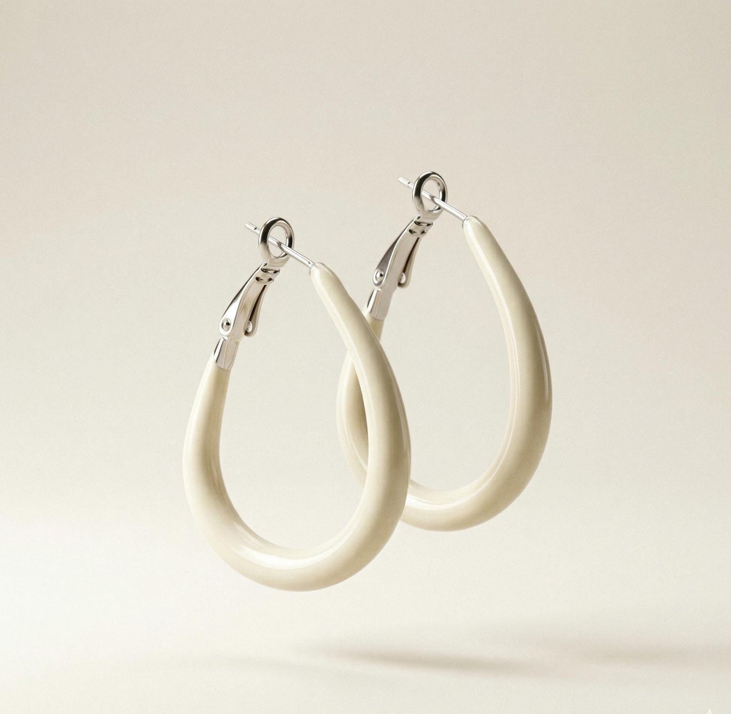 White Teardrop Hoop Earrings