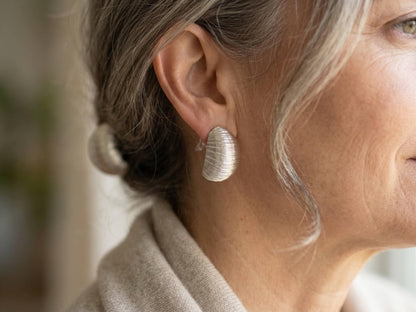Textured Silver Sculptural Studs