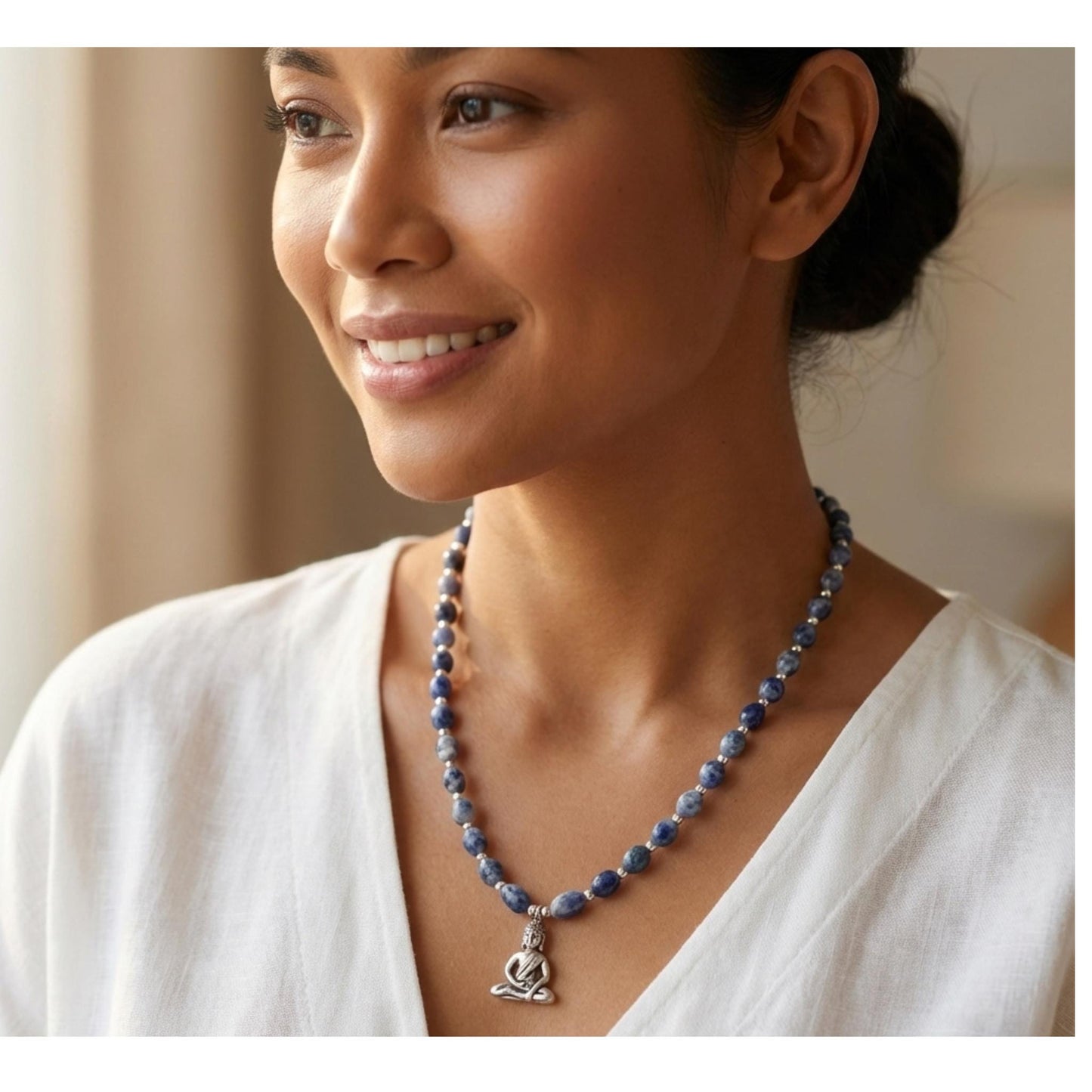 Sodalite Buddha Charm Necklace