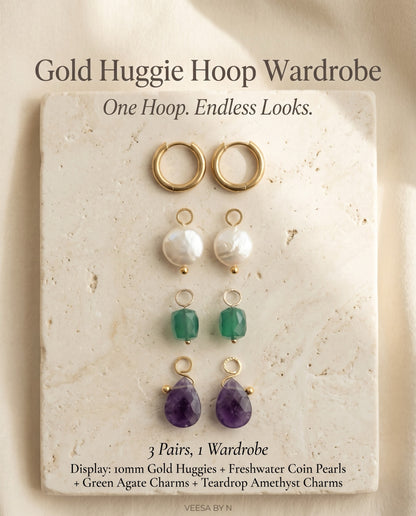 Huggie Hoop Wardrobe — Interchangeable Charm Earring Set