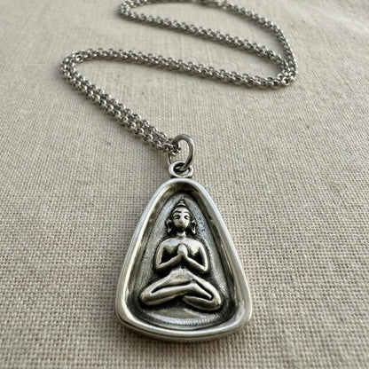 Silver Buddha Pendant Necklace