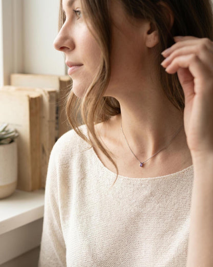 Amethyst Teardrop Floating Necklace