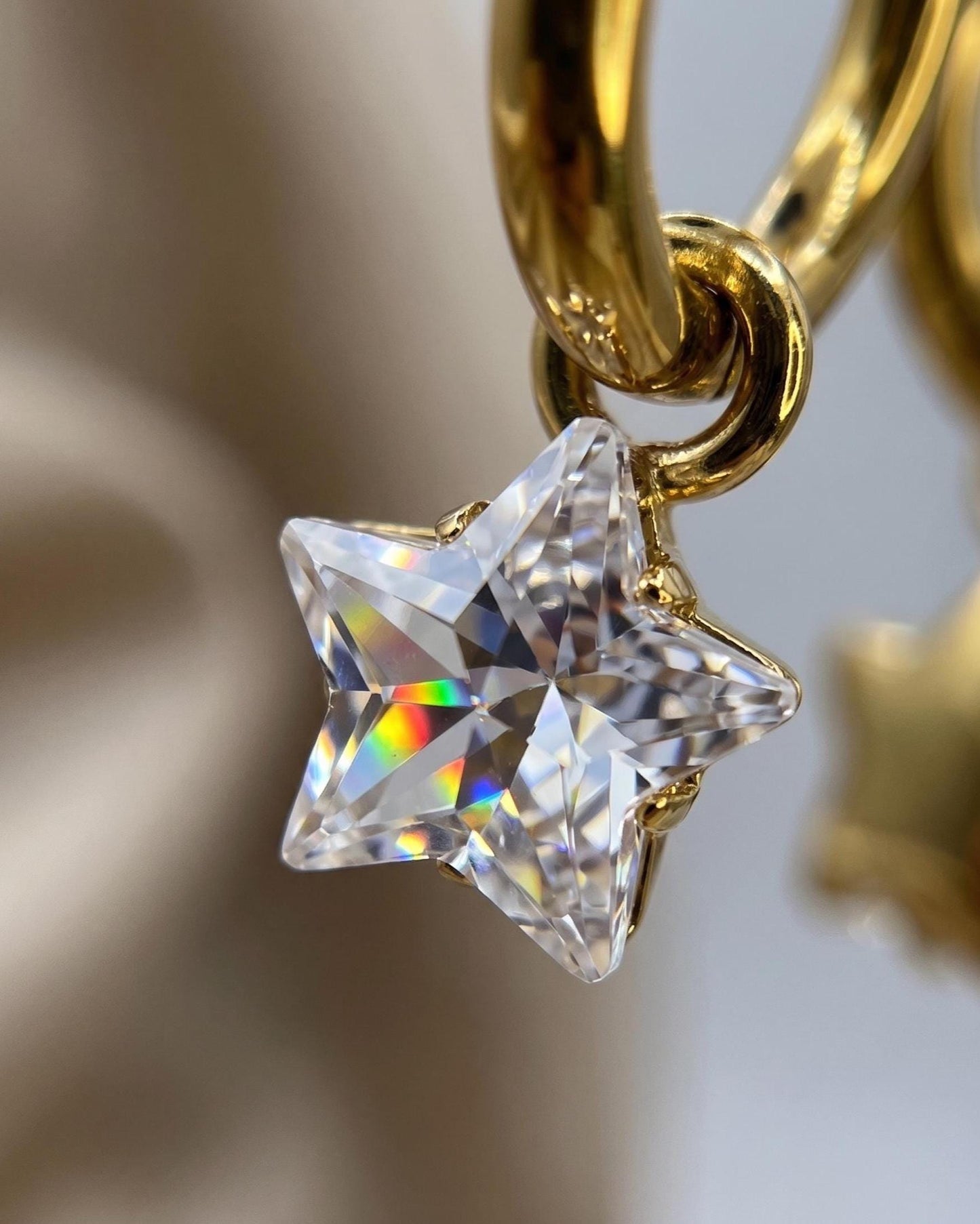 Crystal Star Huggie Hoops