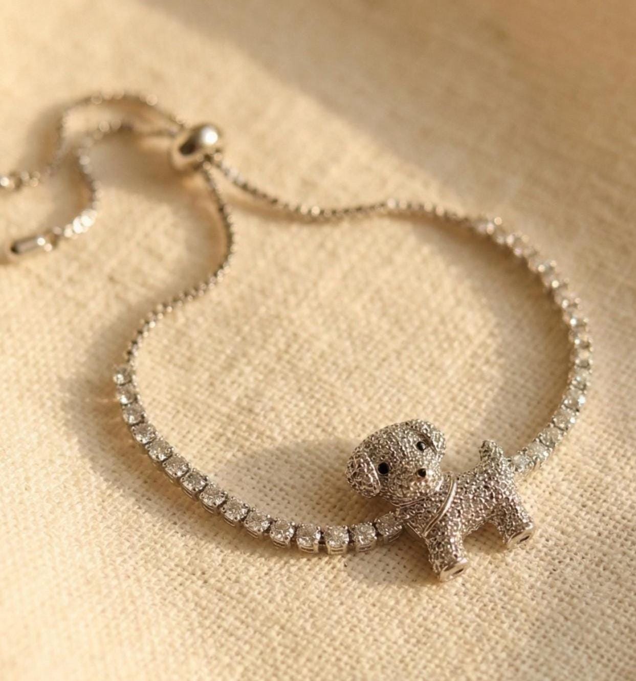 Crystal Pavé Puppy Tennis Bracelet