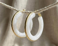 Ivory Resin Circular Hoop Earrings