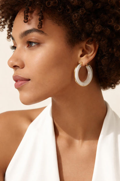 Ivory Resin Circular Hoop Earrings