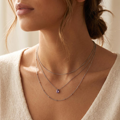 Amethyst Teardrop Floating Necklace