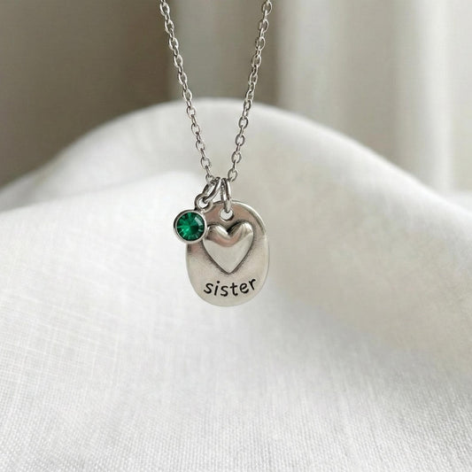 Personalized Sister Heart Necklace