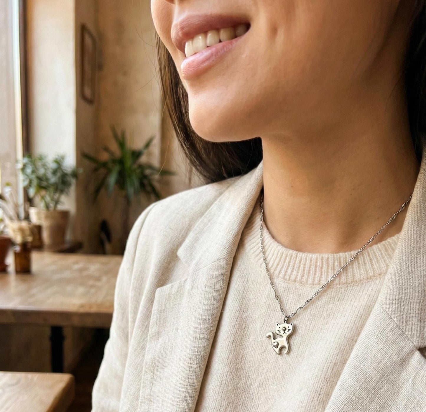 Pewter Cat Pendant Necklace