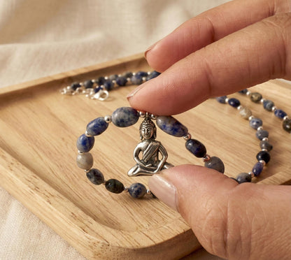 Sodalite Buddha Charm Necklace