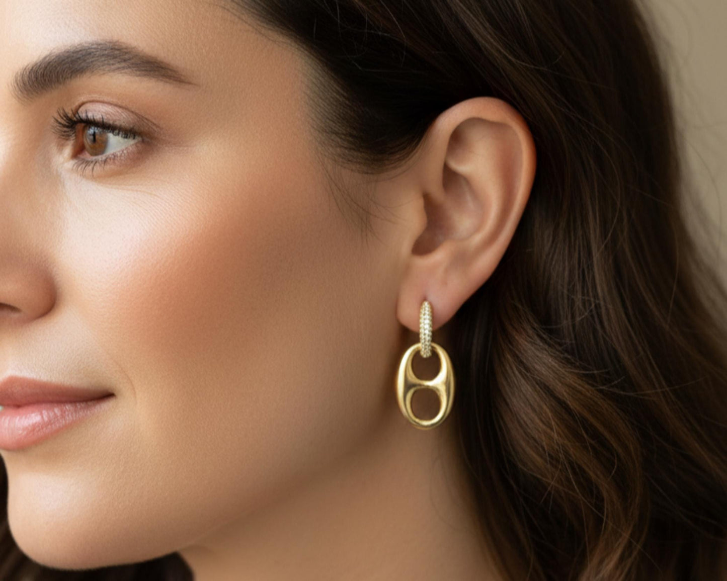 Pavé Crystal Oval Drop Earrings