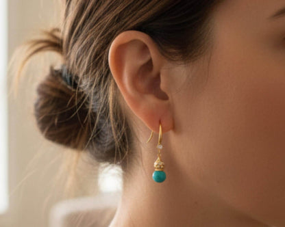 Wu Lou Crystal Gold Drop Earrings