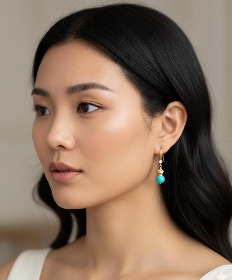 Wu Lou Crystal Gold Drop Earrings