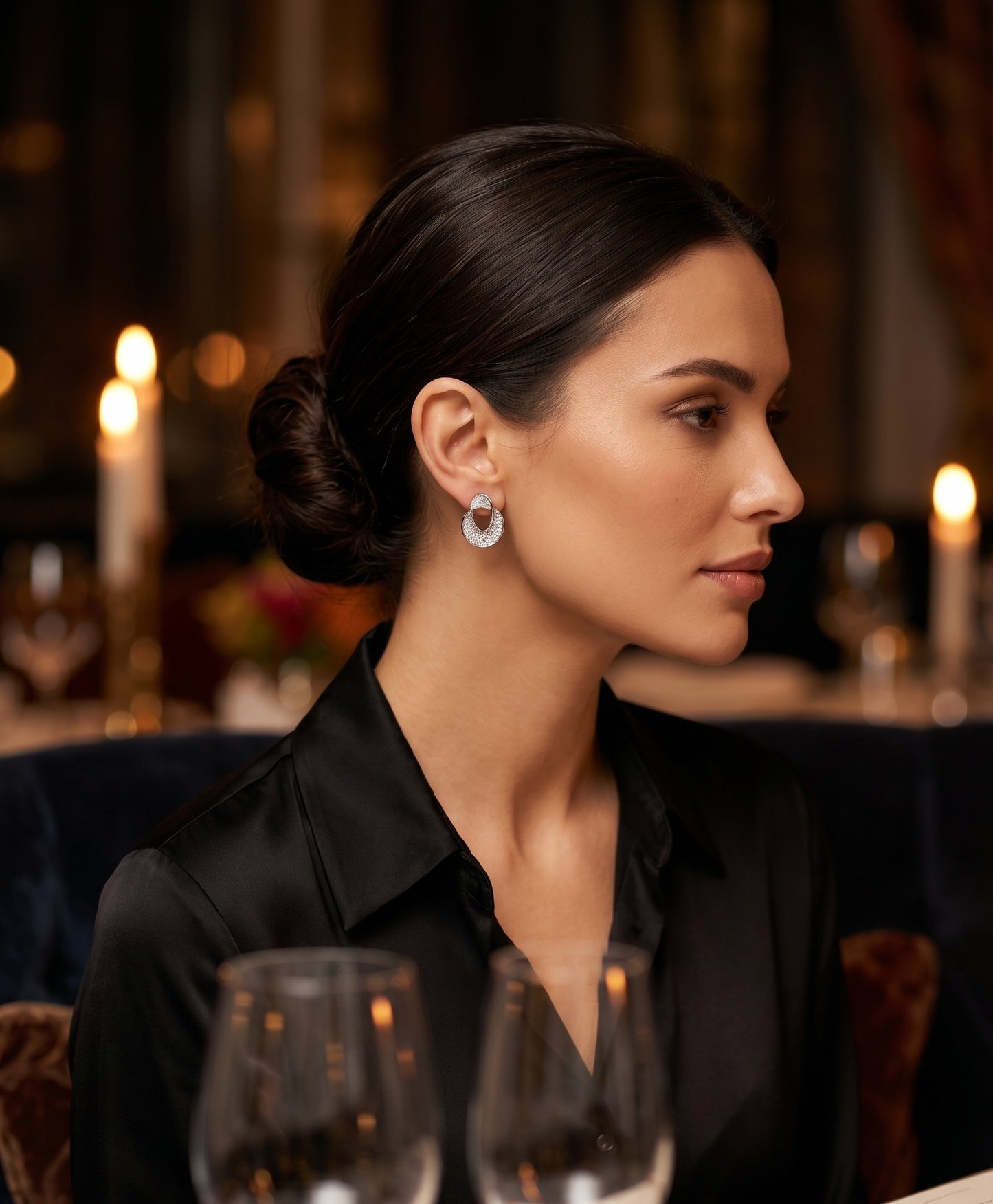 Crystal Pavé Ribbon Stud Earrings — Gold & Silver Minimalist Everyday