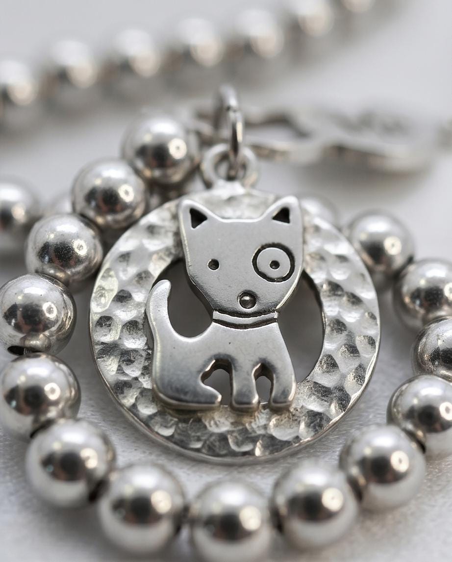Dog Mom Bracelet, Puppy Charm, Pet Lover Gift, Minimal Stainless Steel Jewelry