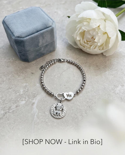 Dog Mom Bracelet, Puppy Charm, Pet Lover Gift, Minimal Stainless Steel Jewelry