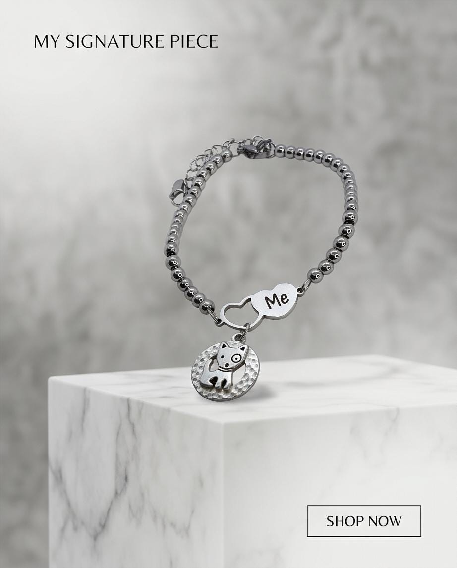Dog Mom Bracelet, Puppy Charm, Pet Lover Gift, Minimal Stainless Steel Jewelry