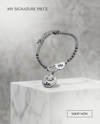 Dog Mom Bracelet, Puppy Charm, Pet Lover Gift, Minimal Stainless Steel Jewelry