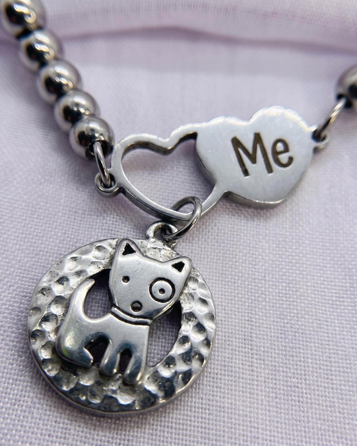 Dog Mom Bracelet, Puppy Charm, Pet Lover Gift, Minimal Stainless Steel Jewelry