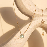 Floating Aquamarine Pendant, Dainty Gold Filled Chain , Minimalist Organic Jewelry, Layering Necklace