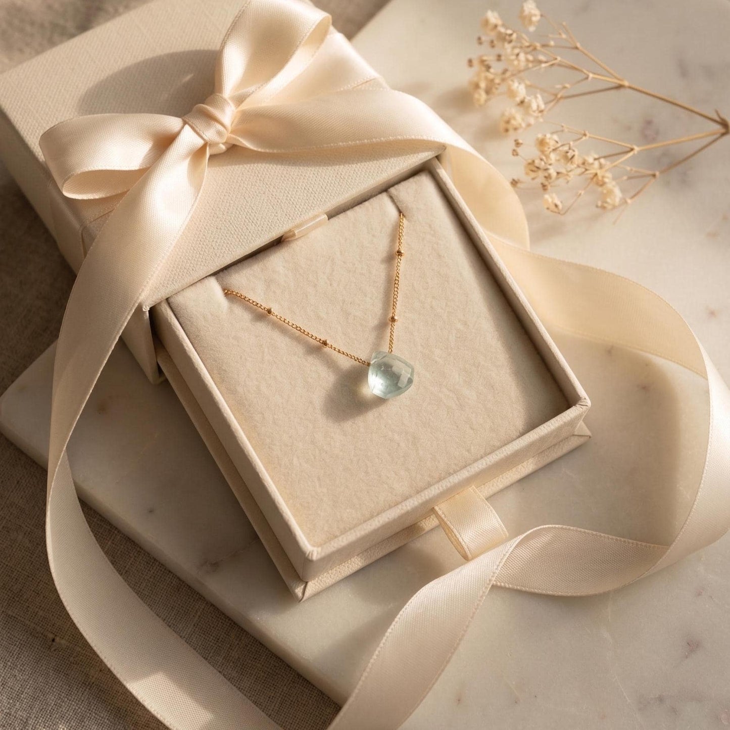 Floating Aquamarine Pendant, Dainty Gold Filled Chain , Minimalist Organic Jewelry, Layering Necklace