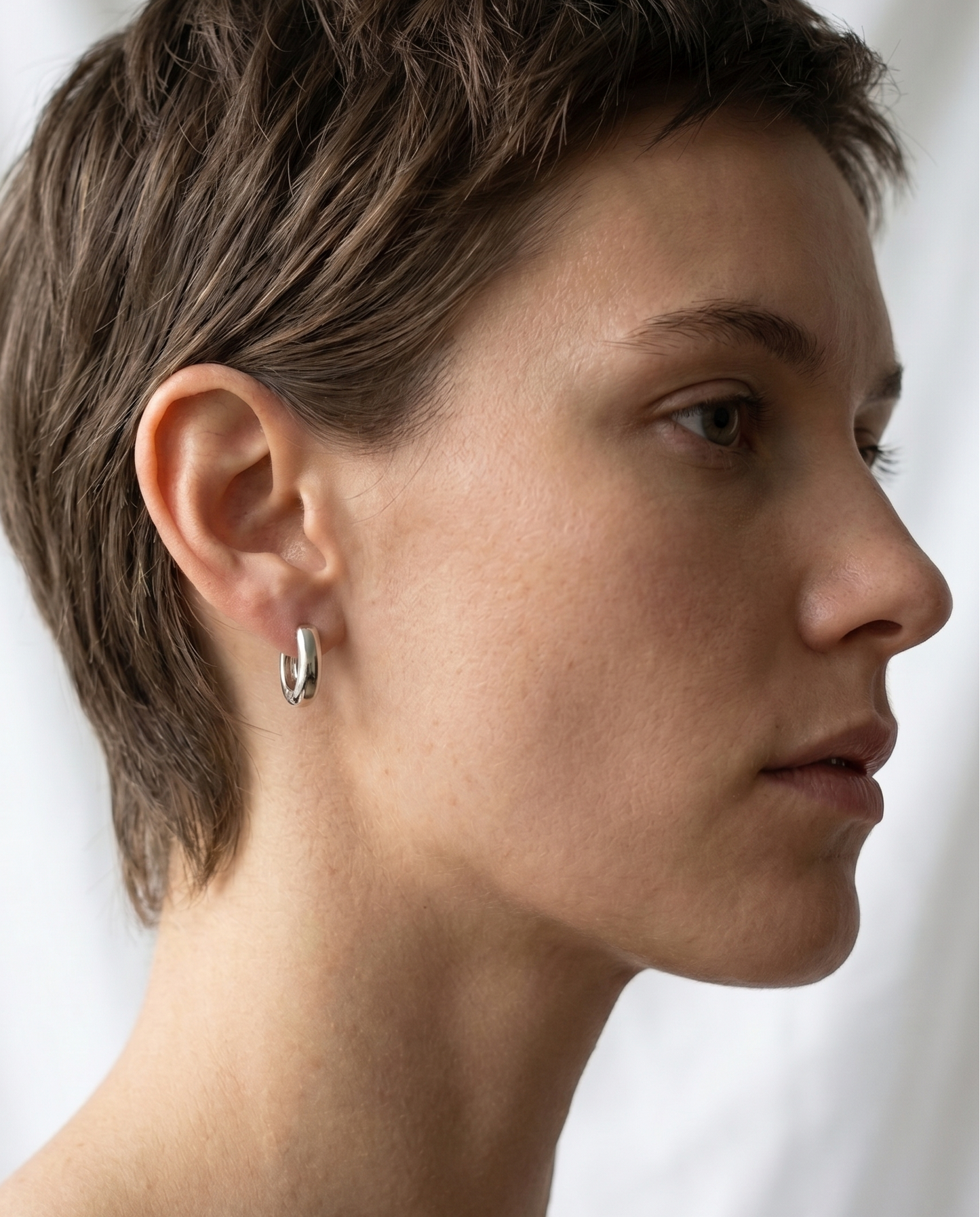 Oval Huggie Hoop Earrings – 13mm Minimalist Stainless Steel Hoops