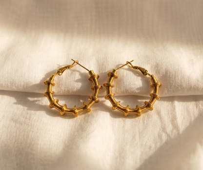 Sculpture Coil Gold Hoop Earrings