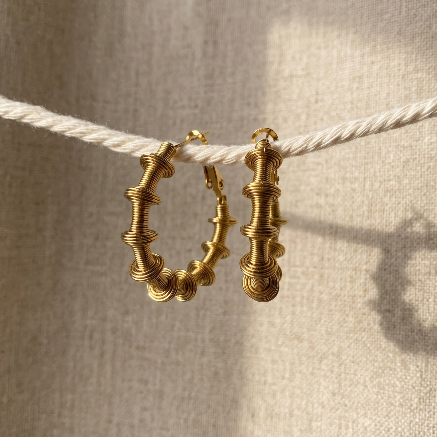Sculpture Coil Gold Hoop Earrings