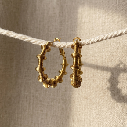Sculpture Coil Gold Hoop Earrings