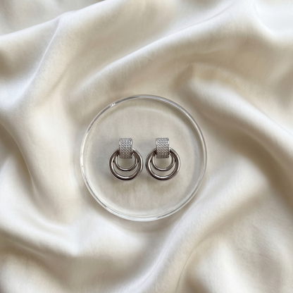 Crystal Pavé Double Hoop Earrings | Geometric Minimalist Jewelry