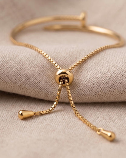Gold-Filled Crystal Pave Nail Cuff Adjustable Bracelet, Minimalist Modern, Dainty Everyday Jewelry