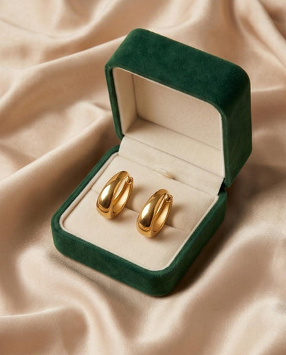 Gold Oval Hoop, 15mm Stainless Steel Huggie Hoops, Minimalist 18k Everyday Jewelry