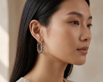 Silver Geometric Coil Hoop Earrings - Minimalist Stainless Steel Lightweight Everyday Hypoallergenic Gift