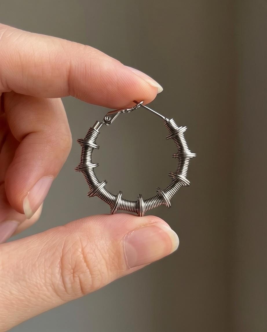 Silver Geometric Coil Hoop Earrings - Minimalist Stainless Steel Lightweight Everyday Hypoallergenic Gift
