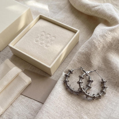 Silver Geometric Coil Hoop Earrings - Minimalist Stainless Steel Lightweight Everyday Hypoallergenic Gift