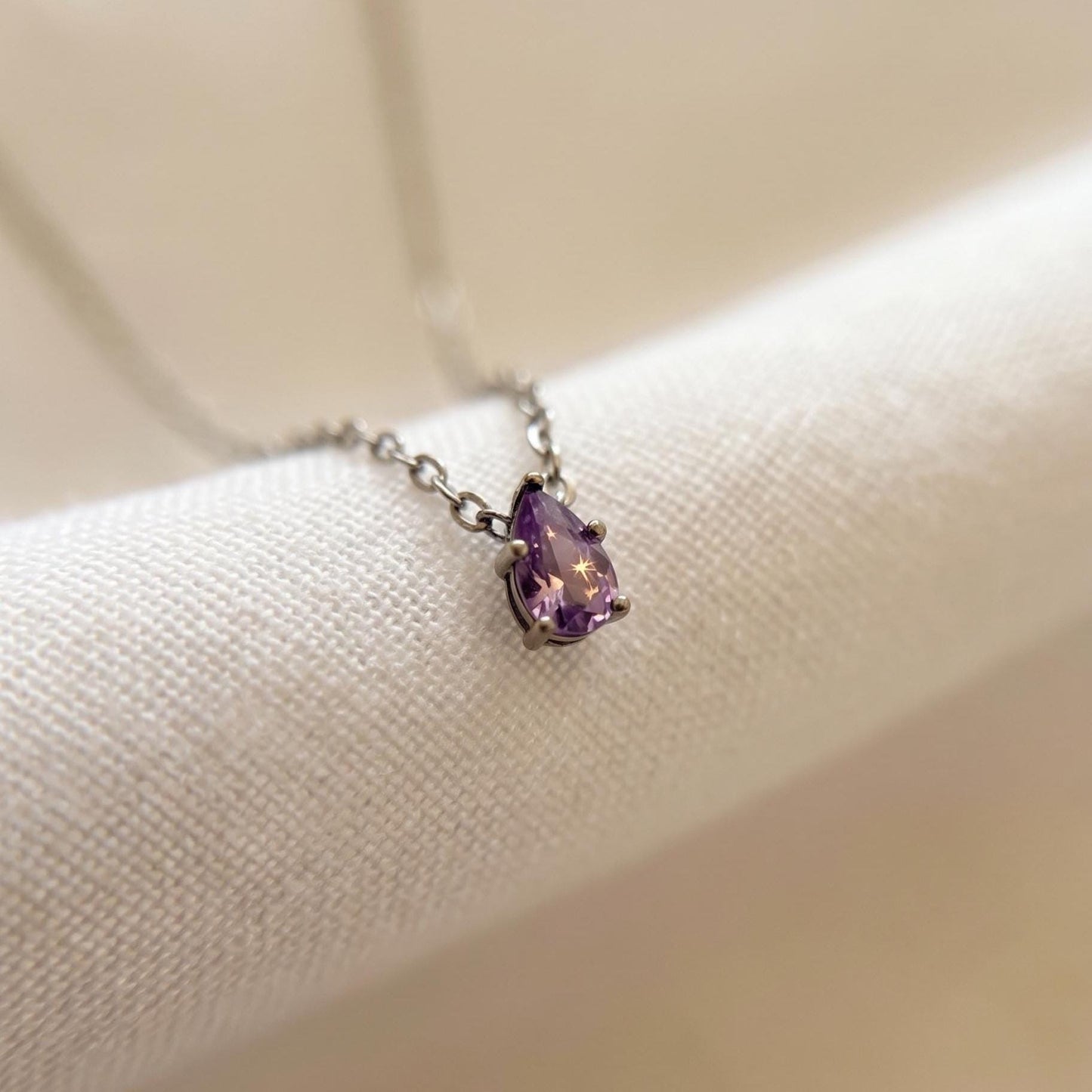 Amethyst Teardrop Floating Necklace