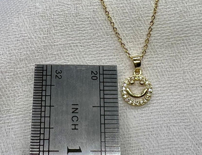 Crystal Smiley Face Pendant Necklace