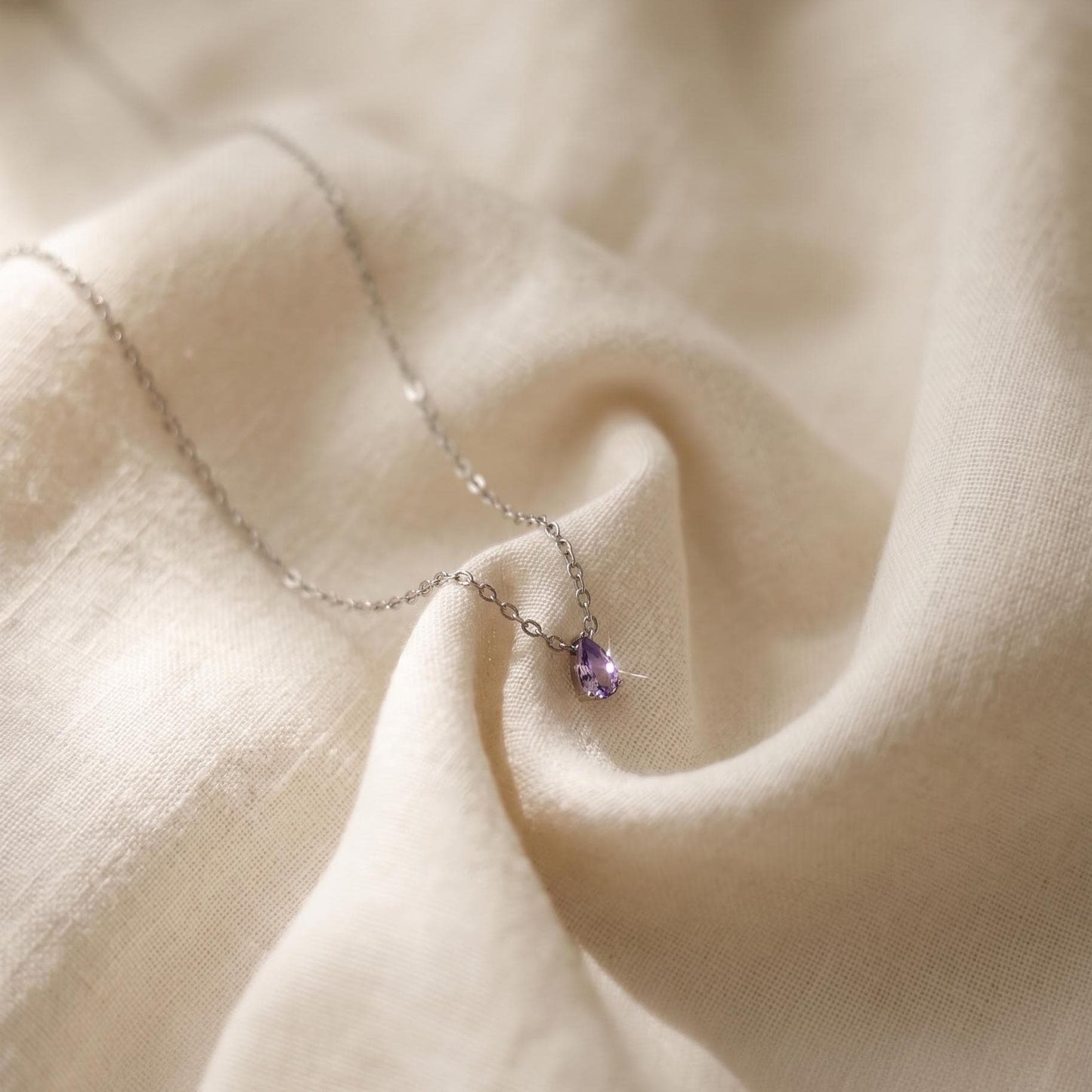 Amethyst Teardrop Floating Necklace