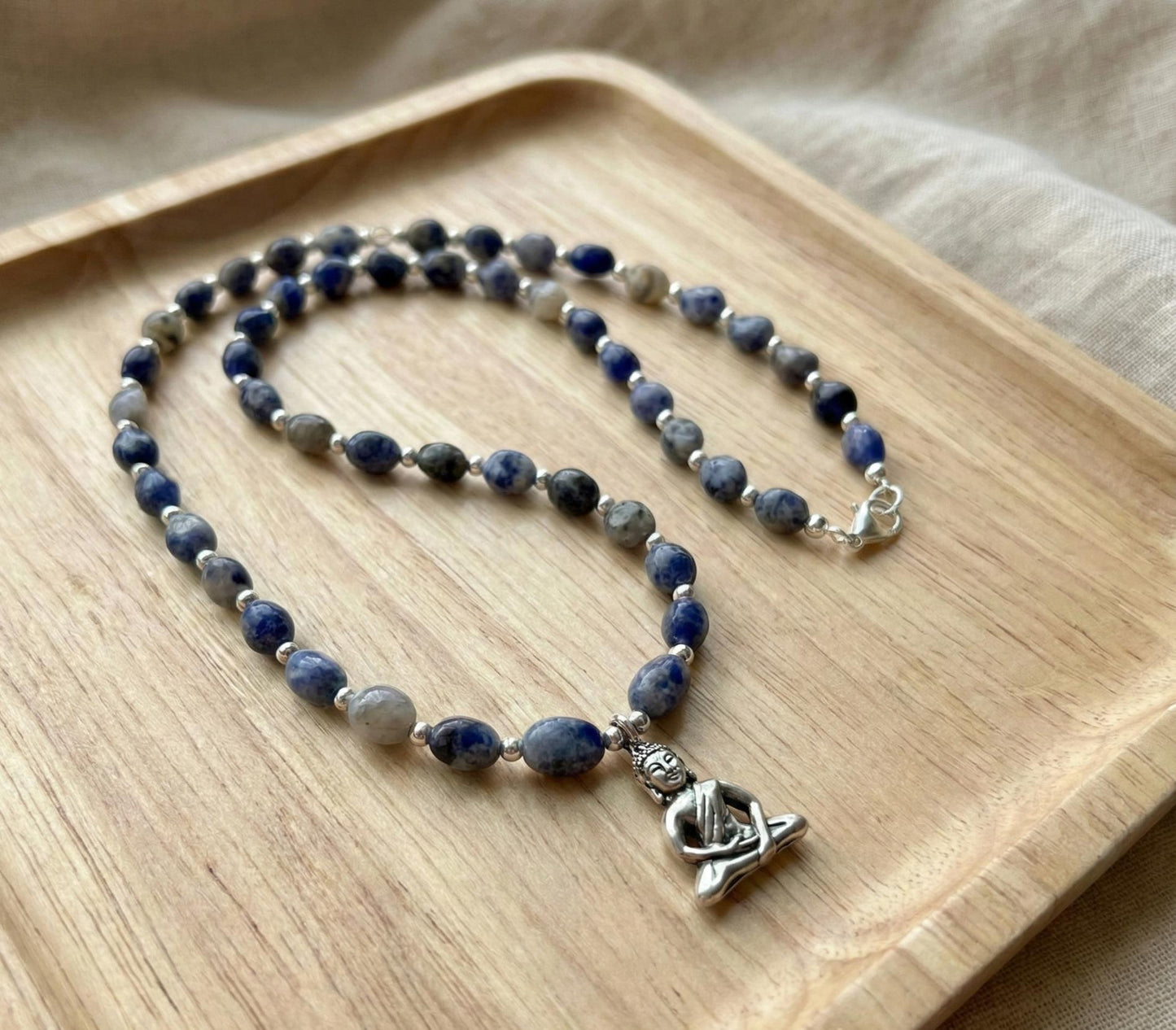 Sodalite Buddha Charm Necklace