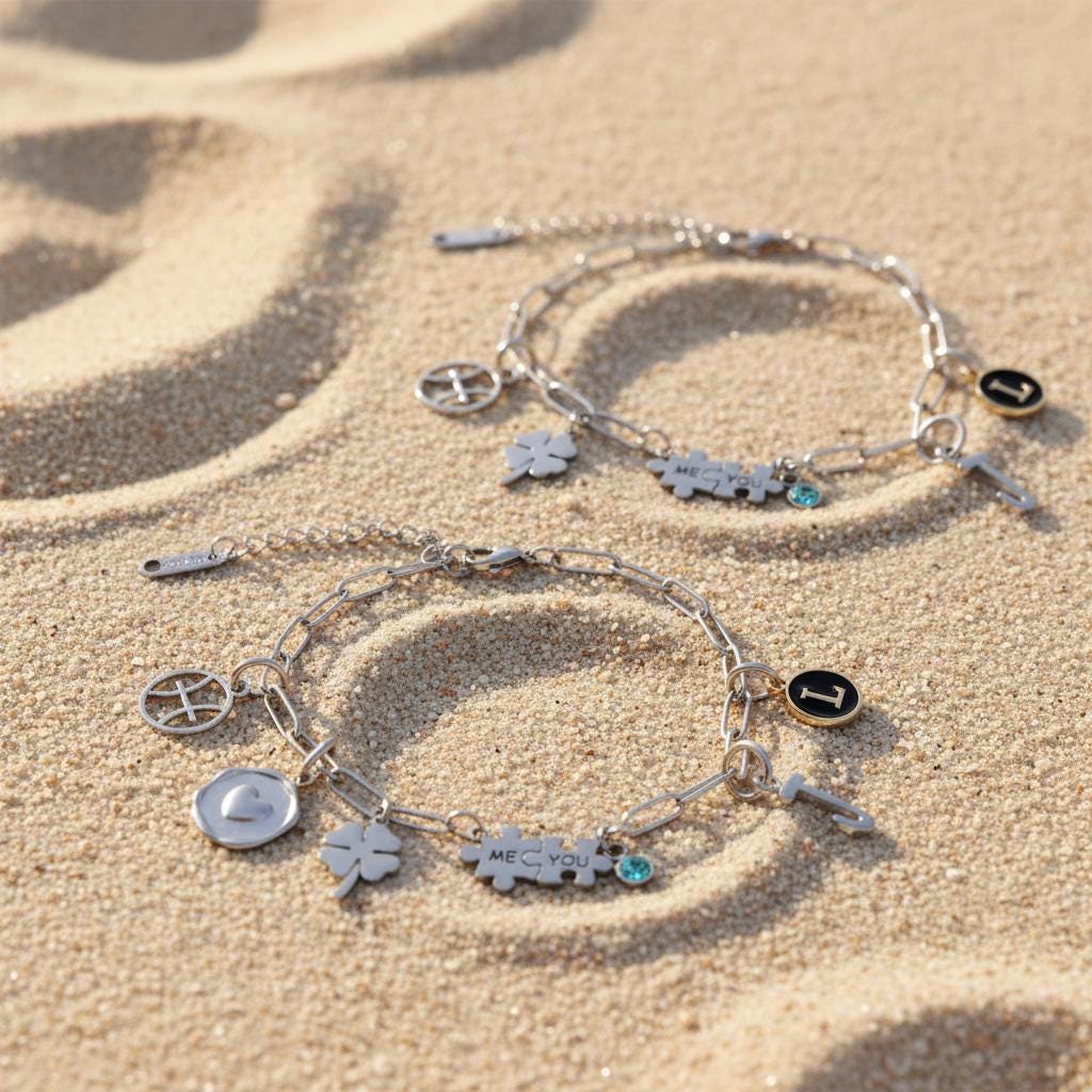 Personalized Puzzle Charm Bracelet Custom Initials Birthstone Zodiac Signs Stainless Steel Anniversary Gift