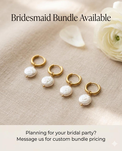 Pearl Drop Gold Huggie Hoops