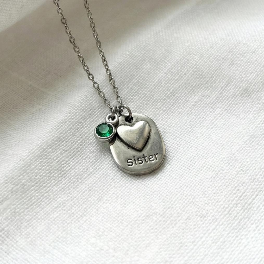 Personalized Sister Heart Necklace