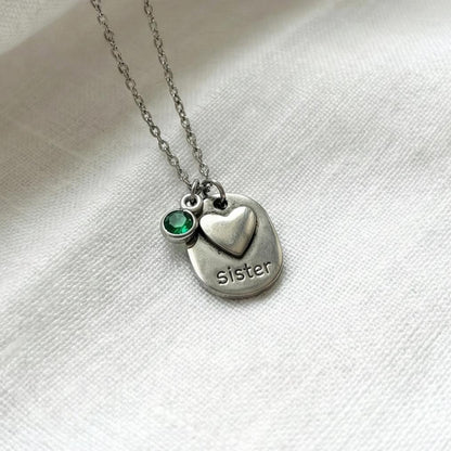 Personalized Sister Heart Necklace