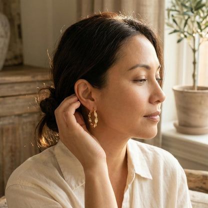 Twisted Crystal Pavé Gold Hoop Earrings